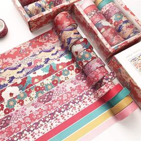 img 4 attached to 🌸 Cherry Blossoms Floral Pattern Washi Tape Set - 12 Rolls for Scrapbook, DIY, Crafts, Bullet Journal, Gift Wrapping - Enhance your SEO