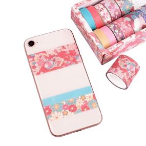 img 1 attached to 🌸 Cherry Blossoms Floral Pattern Washi Tape Set - 12 Rolls for Scrapbook, DIY, Crafts, Bullet Journal, Gift Wrapping - Enhance your SEO