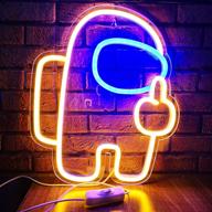 🖕 neon sign among us game - vibrant middle finger led light for game room, gamer gift decor - usb powered neon light perfect for man cave, bedroom, bar, party, club (yellow among us) логотип