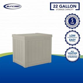 img 3 attached to 📦 22-Gallon Small Deck Box - Lightweight Resin Outdoor Storage Container and Seat for Patio Cushions and Gardening Tools - Store Items on Patio, Garage, Yard - Light Taupe