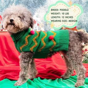 img 2 attached to 🐶 Cyeollo Dog Sweater - Christmas & Thanksgiving Holiday Theme Glitter Turtleneck Sweater with Leash Hole for Small and Medium Dogs - Xmas Winter Clothes