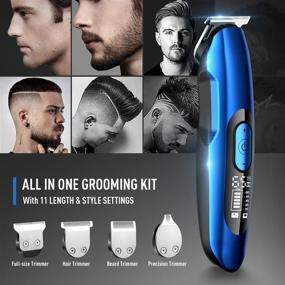 img 3 attached to 🧔 ERADREAM Beard Trimmer for Men - All-in-One Hair Trimmer with Hair Clipper, Waterproof USB Rechargeable & LED Display, Blue - Professional Electric Body Mustache Trimmer for Multi Grooming