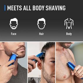 img 2 attached to 🧔 ERADREAM Beard Trimmer for Men - All-in-One Hair Trimmer with Hair Clipper, Waterproof USB Rechargeable & LED Display, Blue - Professional Electric Body Mustache Trimmer for Multi Grooming