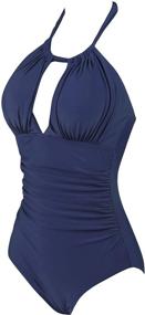 img 1 attached to 👙 Flattering and Slimming: Joyaria Women's Front Ruched One Piece Swimsuit for Tummy Control and Confidence