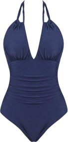 img 3 attached to 👙 Flattering and Slimming: Joyaria Women's Front Ruched One Piece Swimsuit for Tummy Control and Confidence