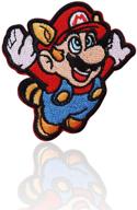 🍄 mario patch - iron on & sew on applique for jackets, shirts, backpacks - embroidered diy accessory for video games super mario logo