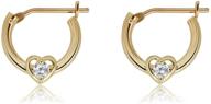 💎 avora 10k yellow gold 10mm heart hoop earrings with simulated diamond cz for infants and young girls - enhancing seo logo