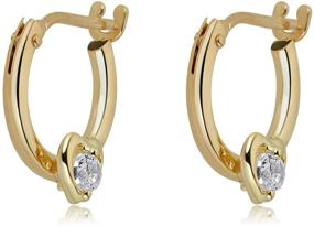 img 2 attached to 💎 AVORA 10K Yellow Gold 10mm Heart Hoop Earrings with Simulated Diamond CZ for Infants and Young Girls - Enhancing SEO