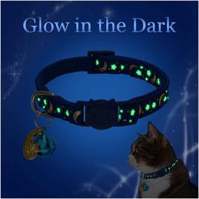 img 1 attached to 6 Pack Glow in The Dark Cat Collar Breakaway with Bells - Reflective Pet Collars for Kitten Cats and Puppy with Stars & Moon Charm Pendent