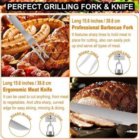 img 2 attached to 🔥 POLIGO 22PCS Stainless Steel BBQ Tools Set - Premium Camping Grill Accessories Utensils Kit in Case for Christmas Birthday Presents - Ideal Grilling Gifts for Men, Dad, and Women