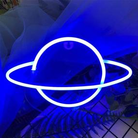 img 2 attached to 🪐 Iceagle Neon Signs - Planet Neon Sign, LED Neon Light Wall Signs, Battery & USB Powered Light Up Wall Decor, Neon Sign for Bedroom, Party, Wedding, Kids, Girls, Boys Room in Blue