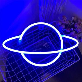 img 4 attached to 🪐 Iceagle Neon Signs - Planet Neon Sign, LED Neon Light Wall Signs, Battery & USB Powered Light Up Wall Decor, Neon Sign for Bedroom, Party, Wedding, Kids, Girls, Boys Room in Blue