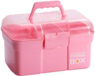 🎨 kinsorcai 11 inch plastic storage box with detachable tray - versatile organizer and case for art, craft, and cosmetics (pink) logo
