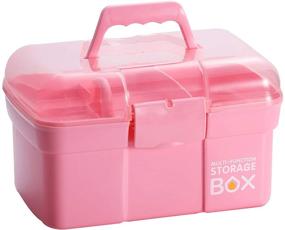 img 4 attached to 🎨 Kinsorcai 11 Inch Plastic Storage Box with Detachable Tray - Versatile Organizer and Case for Art, Craft, and Cosmetics (Pink)