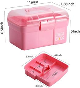 img 3 attached to 🎨 Kinsorcai 11 Inch Plastic Storage Box with Detachable Tray - Versatile Organizer and Case for Art, Craft, and Cosmetics (Pink)