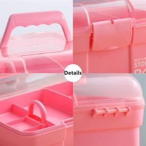 img 1 attached to 🎨 Kinsorcai 11 Inch Plastic Storage Box with Detachable Tray - Versatile Organizer and Case for Art, Craft, and Cosmetics (Pink)