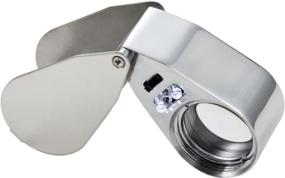 img 1 attached to 💎 40X Full Metal Illuminated Jewelers Magnifier with LED Light - Best Pocket Folding Magnifying Glass Lens Eye Loupe for LED Currency Detecting, Jewelry Identifying - MSLAN Product