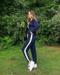 img 3 attached to 👚 PRETTYGARDEN Women's 2 Piece Outfits Striped Side Jogger Sweatpants Tracksuit with Long Sleeve Crewneck Sweatsuit