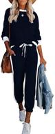 👚 prettygarden women's 2 piece outfits striped side jogger sweatpants tracksuit with long sleeve crewneck sweatsuit logo