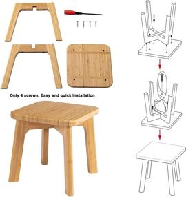 img 2 attached to 🪜 Bamboo Step Stool for Kids - Perfect for Kitchen, Bathroom, Bedroom, Toilet - Supports up to 300 lbs