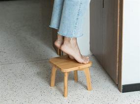 img 1 attached to 🪜 Bamboo Step Stool for Kids - Perfect for Kitchen, Bathroom, Bedroom, Toilet - Supports up to 300 lbs