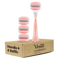 🪒 comfortglide women's razors, gillette venus, 1 razor + 4 blade refills, with white tea scented gel bars logo