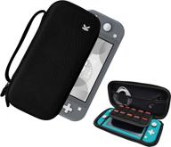 puzzlek slim carrying case: portable protective shell for nintendo switch lite - black (10 game cartridge slots) logo