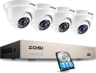 📷 система видеонаблюдения zosi: 8-канальный hd-tvi регистратор dvr и 4 купольные камеры 1080p с ночным видением и 1tb жестким диском логотип