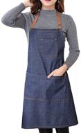 artmoki denim apron: unisex, 3 pockets, adjustable neck strap & 👗 long ties – stylish & durable aprons for cooking, baking, gardening, bbq логотип