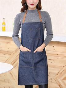 img 2 attached to Artmoki Denim Apron: Unisex, 3 Pockets, Adjustable Neck Strap & 👗 Long Ties – Stylish & Durable Aprons for Cooking, Baking, Gardening, BBQ