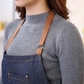 img 1 attached to Artmoki Denim Apron: Unisex, 3 Pockets, Adjustable Neck Strap & 👗 Long Ties – Stylish & Durable Aprons for Cooking, Baking, Gardening, BBQ