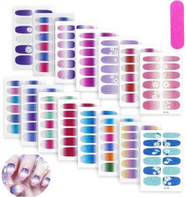 img 4 attached to Enhance Your Manicure with 15 Sheets of Gradient Glitter 💅 Nail Stickers - Easy-to-Apply, Self-Adhesive Nail Art Tips for Women and Girls