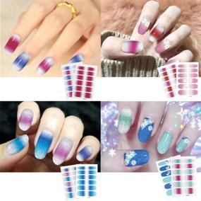 img 3 attached to Enhance Your Manicure with 15 Sheets of Gradient Glitter 💅 Nail Stickers - Easy-to-Apply, Self-Adhesive Nail Art Tips for Women and Girls