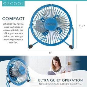 img 2 attached to 💙 O2COOL 4" USB Personal Desk Fan - Compact & Portable Cooling Fan for Office or Home - Adjustable 360° Tilt, Quiet Operation, Blue