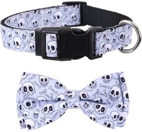 img 4 attached to Halloween Pet Collar: Adjustable Dog Collar with Removable Bow Tie - Cute and Stylish!