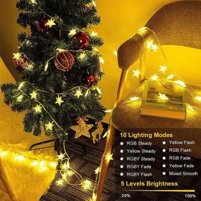 img 2 attached to 🌟 55 FT 100 LED Battery Operated Christmas Star String Lights - USB Plug-in, 10 Modes Colors Changing, IP65 Waterproof for Outdoor & Indoor Bedroom New Year Party Home Decor - Twinkle Fairy Star Light