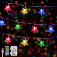 🌟 55 ft 100 led battery operated christmas star string lights - usb plug-in, 10 modes colors changing, ip65 waterproof for outdoor & indoor bedroom new year party home decor - twinkle fairy star light логотип