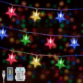 img 4 attached to 🌟 55 FT 100 LED Battery Operated Christmas Star String Lights - USB Plug-in, 10 Modes Colors Changing, IP65 Waterproof for Outdoor & Indoor Bedroom New Year Party Home Decor - Twinkle Fairy Star Light