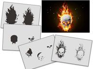 🔥 umr-design as-326 flames skull airbrush stencils templates step by step - size medium 5.1 x 3.9 inch logo