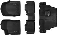 🚗 maxliner 3 row floor mat set for 2013-2016 dodge durango - black, front row dual floor hooks & 2nd row bench seat logo