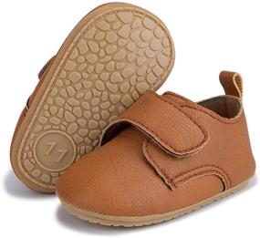 img 4 attached to HSDSBEBE Baby Boys Girls Oxford Shoes: PU Leather Soft Rubber Sole Sneakers, Anti Slip Toddler Ankle Boots, Infant Walking Shoes Moccasins, 1711 Brown, Size 3 Boys' Oxfords