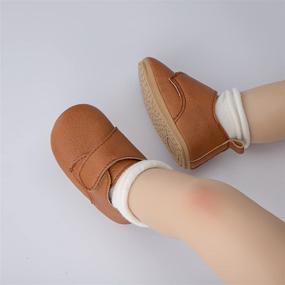 img 3 attached to HSDSBEBE Baby Boys Girls Oxford Shoes: PU Leather Soft Rubber Sole Sneakers, Anti Slip Toddler Ankle Boots, Infant Walking Shoes Moccasins, 1711 Brown, Size 3 Boys' Oxfords