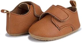 img 2 attached to HSDSBEBE Baby Boys Girls Oxford Shoes: PU Leather Soft Rubber Sole Sneakers, Anti Slip Toddler Ankle Boots, Infant Walking Shoes Moccasins, 1711 Brown, Size 3 Boys' Oxfords