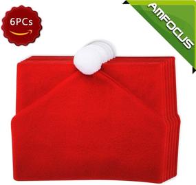 img 3 attached to 🎅 AMFOCUS Christmas Chair Back Covers: Santa Hat Slipcovers for Chair Decoration - 6 Pcs, 2021 Upgraded Christmas Chair Covers