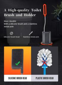 img 3 attached to 🚽 Silicone Grey Toilet Bowl Brush and Holder Set for Bathroom - AISBUGUR Toilet Brush and Holder