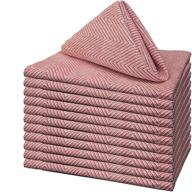 🍽️ glamburg herringbone weave cotton dinner napkins set of 12 - red, 18x18 soft & durable cloth, mitered corner wedding cocktail napkins logo