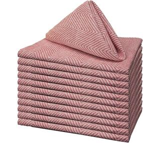 img 4 attached to 🍽️ GLAMBURG Herringbone Weave Cotton Dinner Napkins Set of 12 - Red, 18x18 Soft & Durable Cloth, Mitered Corner Wedding Cocktail Napkins