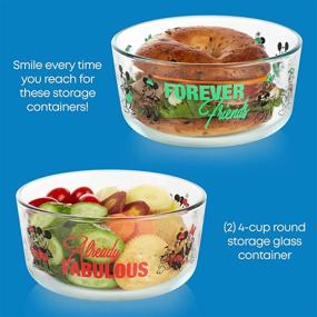 img 1 attached to 🐭 Pyrex Disney Mickey & Friends Round Glass Food Storage Set, 8 Piece: A Magical Kitchen Essential for Disney Fans