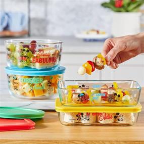 img 3 attached to 🐭 Pyrex Disney Mickey & Friends Round Glass Food Storage Set, 8 Piece: A Magical Kitchen Essential for Disney Fans