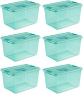 sterilite 64 quart fresh scent box, aqua tent base with aqua chrome lid & teal splash latches - 6 pack логотип